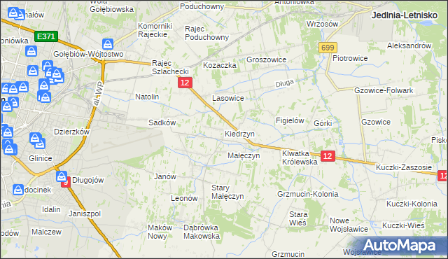 mapa Kiedrzyn gmina Gózd, Kiedrzyn gmina Gózd na mapie Targeo