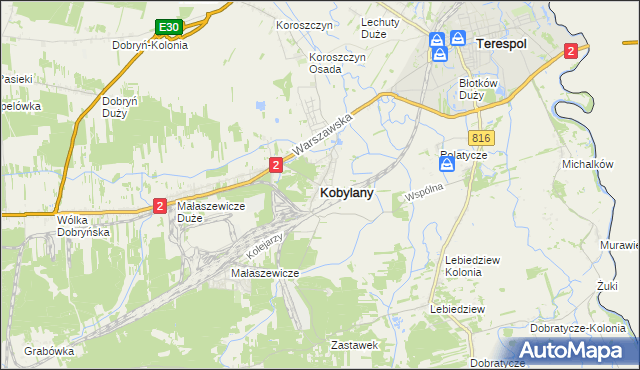 mapa Kobylany gmina Terespol, Kobylany gmina Terespol na mapie Targeo