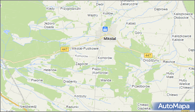 mapa Komorów gmina Mikstat, Komorów gmina Mikstat na mapie Targeo