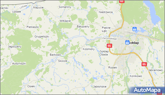 mapa Kośmidry gmina Gołdap, Kośmidry gmina Gołdap na mapie Targeo