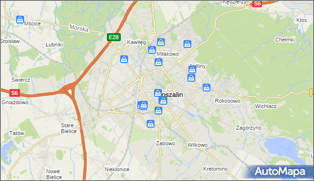 mapa Koszalina, Koszalin na mapie Targeo