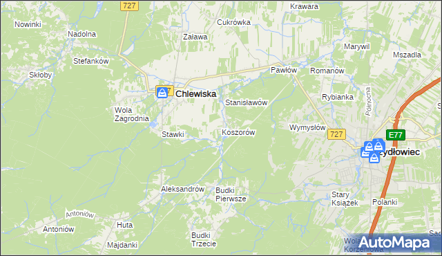 mapa Koszorów, Koszorów na mapie Targeo