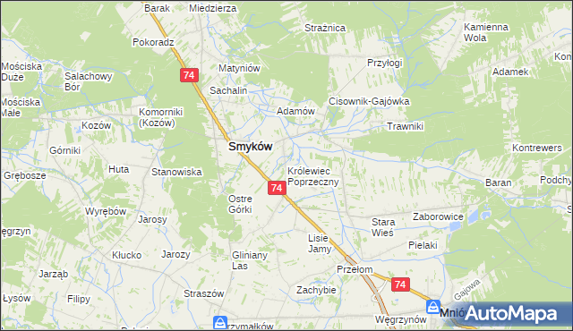 mapa Królewiec Poprzeczny, Królewiec Poprzeczny na mapie Targeo