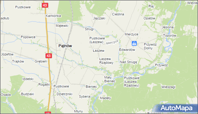 mapa Łaszew Rządowy, Łaszew Rządowy na mapie Targeo