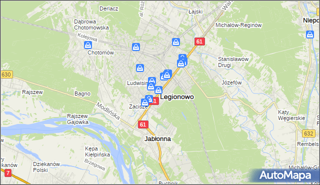 mapa Legionowo, Legionowo na mapie Targeo