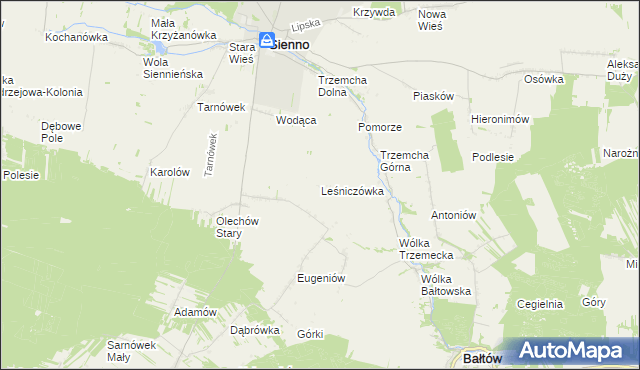 mapa Leśniczówka gmina Sienno, Leśniczówka gmina Sienno na mapie Targeo