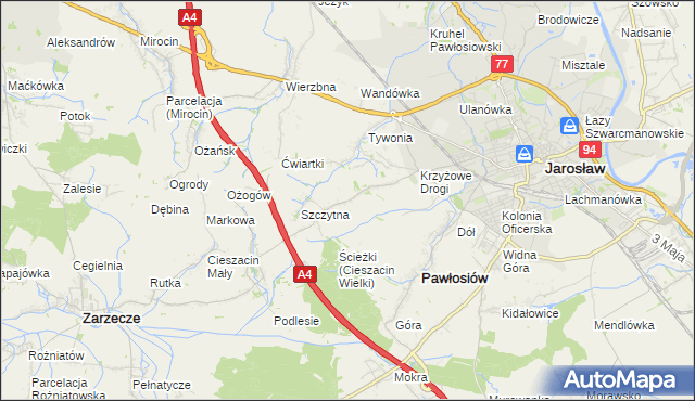 mapa Maleniska gmina Pawłosiów, Maleniska gmina Pawłosiów na mapie Targeo