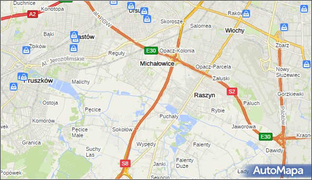 mapa Michałowice-Wieś, Michałowice-Wieś na mapie Targeo