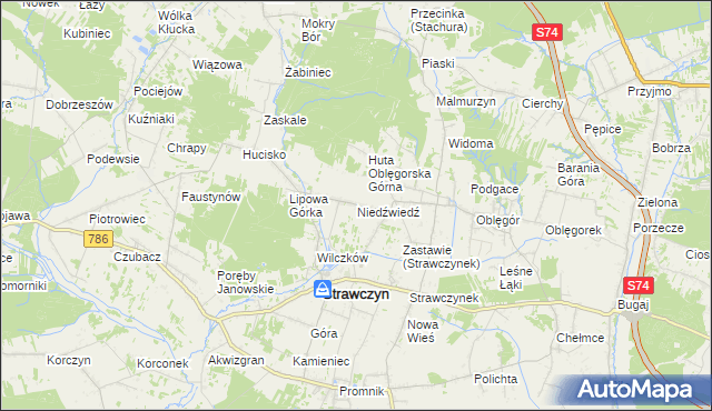 mapa Niedźwiedź gmina Strawczyn, Niedźwiedź gmina Strawczyn na mapie Targeo