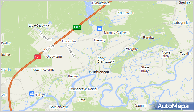 mapa Nowy Brańszczyk, Nowy Brańszczyk na mapie Targeo