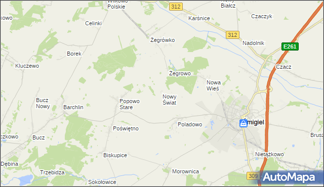mapa Nowy Świat gmina Śmigiel, Nowy Świat gmina Śmigiel na mapie Targeo