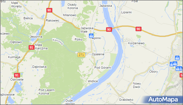 mapa Opalenie, Opalenie na mapie Targeo