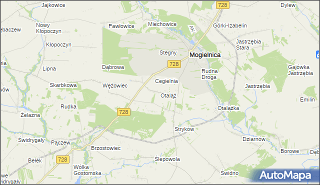 mapa Otaląż gmina Mogielnica, Otaląż gmina Mogielnica na mapie Targeo