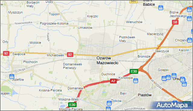 mapa Ożarów Mazowiecki, Ożarów Mazowiecki na mapie Targeo