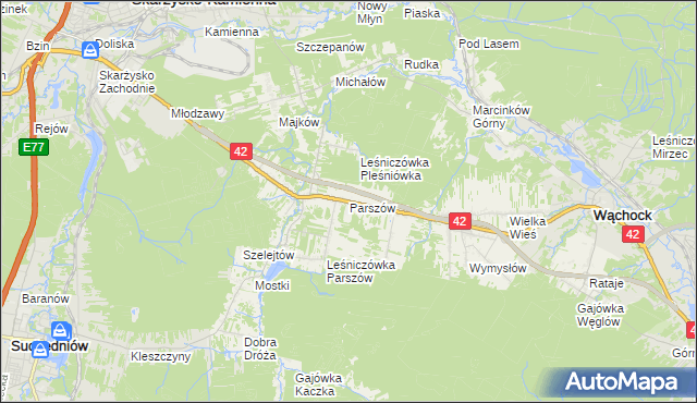 mapa Parszów, Parszów na mapie Targeo