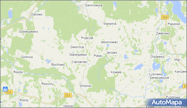 mapa Pieski gmina Cewice, Pieski gmina Cewice na mapie Targeo