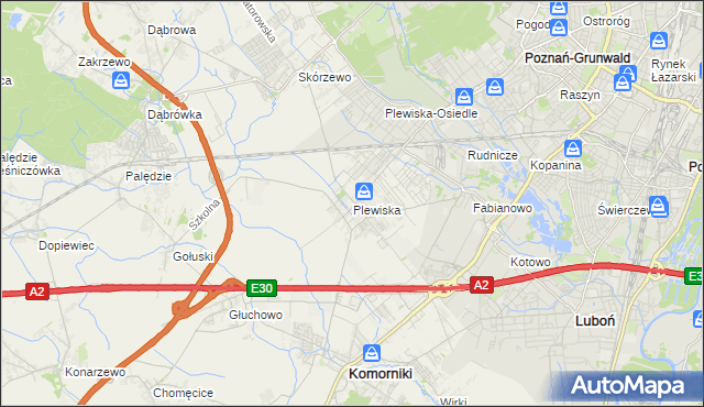 mapa Plewiska gmina Komorniki, Plewiska gmina Komorniki na mapie Targeo