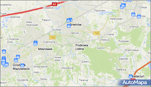 mapa Podkowa Leśna, Podkowa Leśna na mapie Targeo