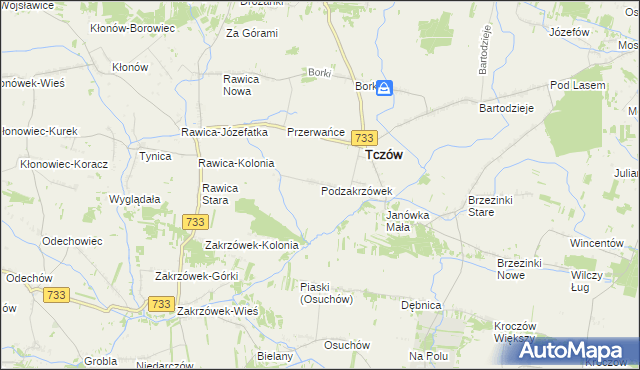 mapa Podzakrzówek, Podzakrzówek na mapie Targeo