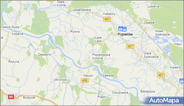 mapa Popielowska Kolonia, Popielowska Kolonia na mapie Targeo