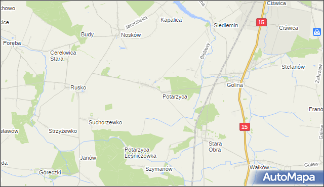 mapa Potarzyca gmina Jarocin, Potarzyca gmina Jarocin na mapie Targeo
