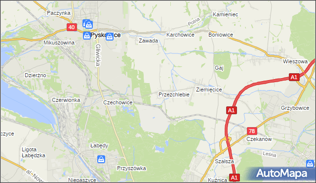 mapa Przezchlebie, Przezchlebie na mapie Targeo