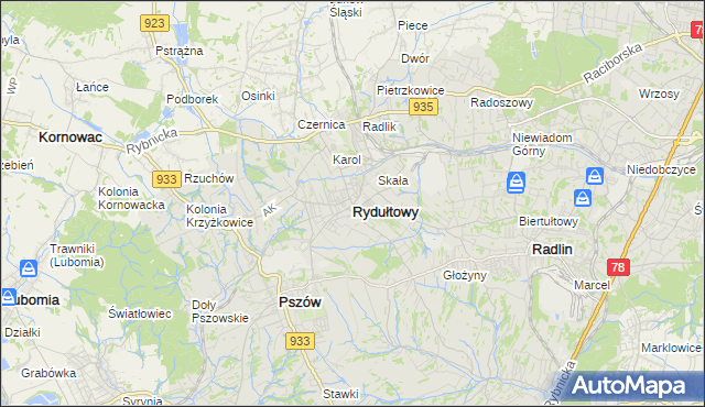 mapa Rydułtowy, Rydułtowy na mapie Targeo
