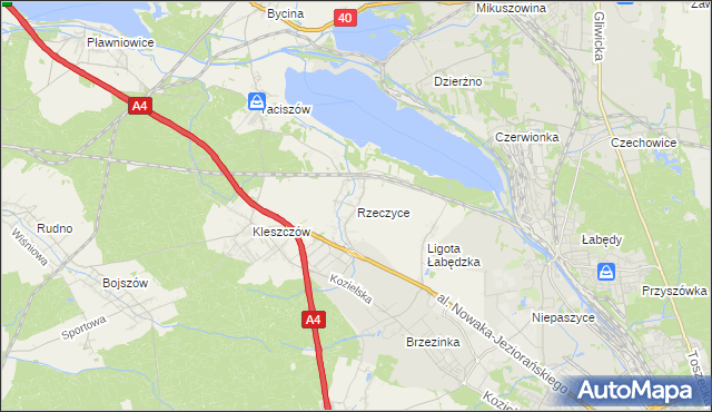 mapa Rzeczyce gmina Rudziniec, Rzeczyce gmina Rudziniec na mapie Targeo