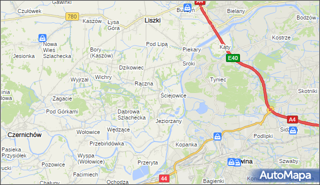 mapa Ściejowice, Ściejowice na mapie Targeo
