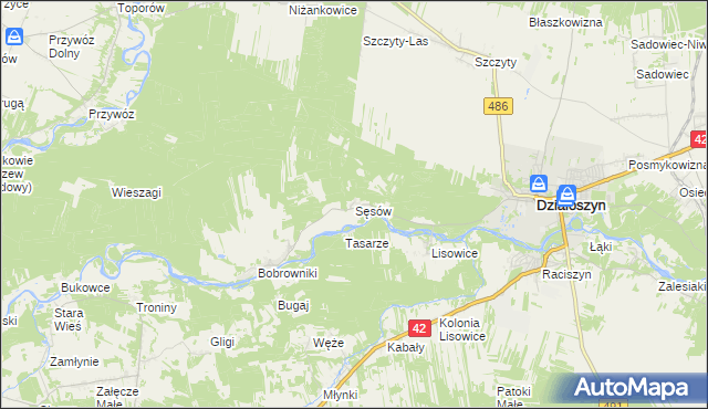 mapa Sęsów, Sęsów na mapie Targeo
