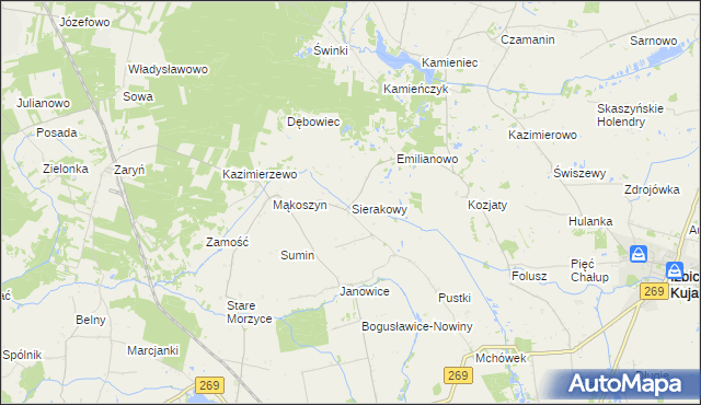 mapa Sierakowy, Sierakowy na mapie Targeo