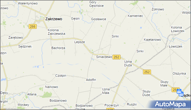 mapa Siniarzewo, Siniarzewo na mapie Targeo