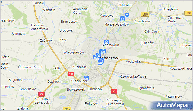 mapa Sochaczew, Sochaczew na mapie Targeo