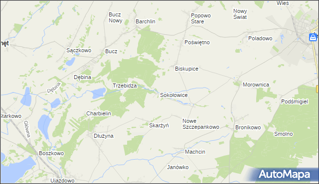 mapa Sokołowice gmina Przemęt, Sokołowice gmina Przemęt na mapie Targeo