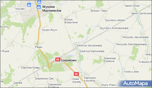 mapa Średnica-Jakubowięta, Średnica-Jakubowięta na mapie Targeo