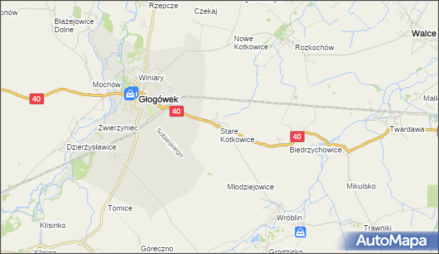 mapa Stare Kotkowice, Stare Kotkowice na mapie Targeo