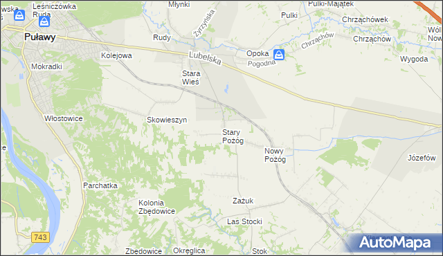 mapa Stary Pożóg, Stary Pożóg na mapie Targeo