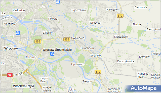 mapa Strachocin gmina Wrocław, Strachocin gmina Wrocław na mapie Targeo