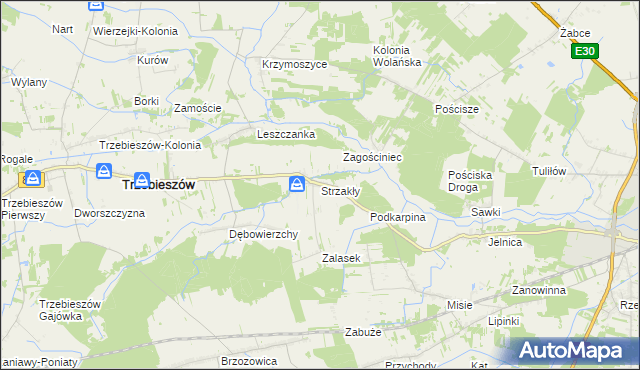 mapa Strzakły, Strzakły na mapie Targeo