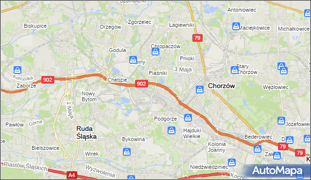 mapa Świętochłowice, Świętochłowice na mapie Targeo