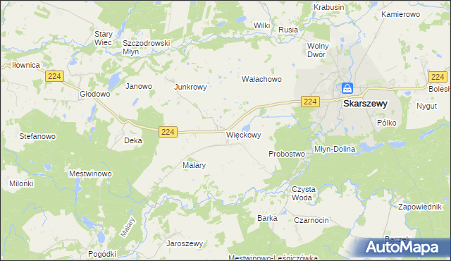 mapa Więckowy, Więckowy na mapie Targeo