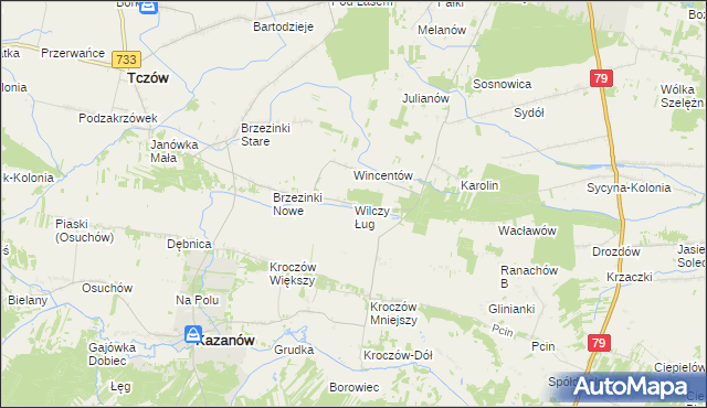 mapa Wilczy Ług, Wilczy Ług na mapie Targeo