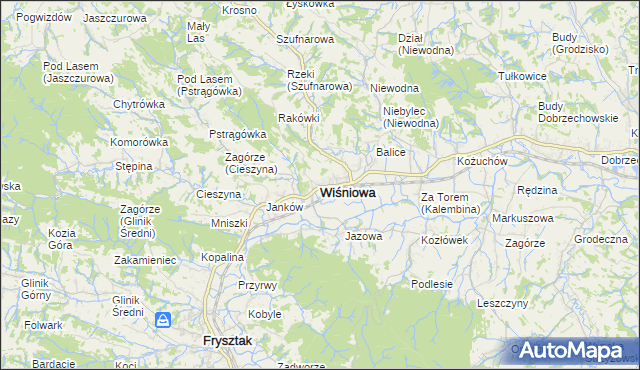 mapa Wiśniowa powiat strzyżowski, Wiśniowa powiat strzyżowski na mapie Targeo