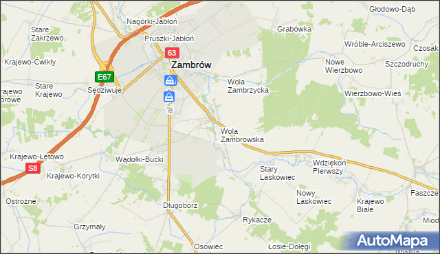 mapa Wola Zambrowska, Wola Zambrowska na mapie Targeo