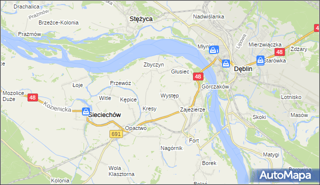 mapa Występ gmina Sieciechów, Występ gmina Sieciechów na mapie Targeo