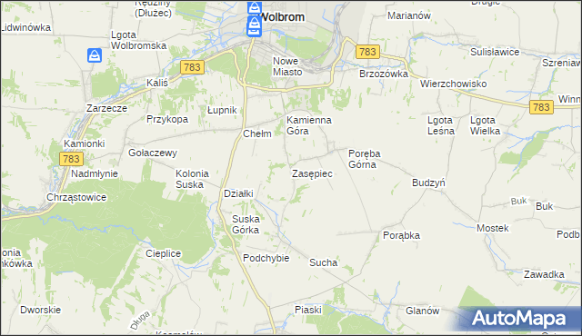 mapa Zasępiec, Zasępiec na mapie Targeo