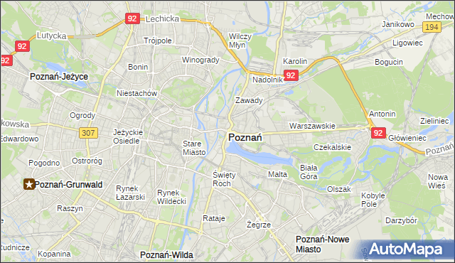mapa Poznania, Poznań na mapie Targeo