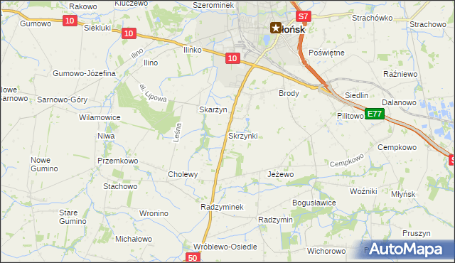 mapa Skrzynki gmina Płońsk, Skrzynki gmina Płońsk na mapie Targeo