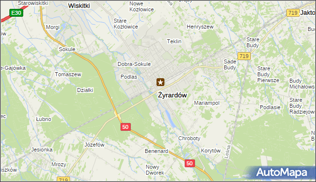 mapa Żyrardów, Żyrardów na mapie Targeo