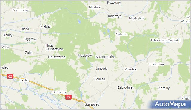 mapa Kazimierzów gmina Stoczek, Kazimierzów gmina Stoczek na mapie Targeo